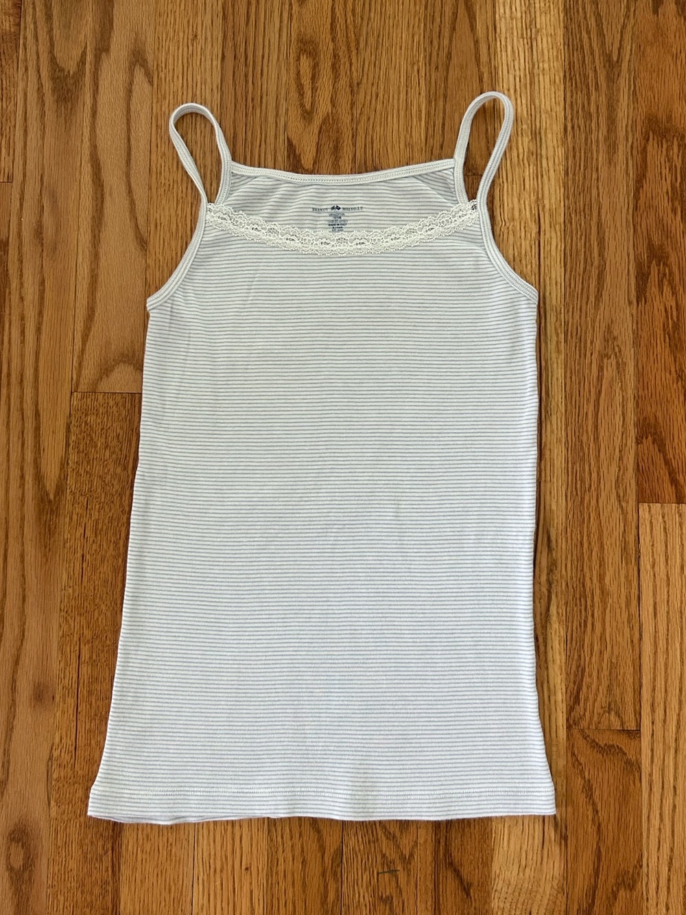 Striped Lace Full Length Tank Top Brandy Melville
